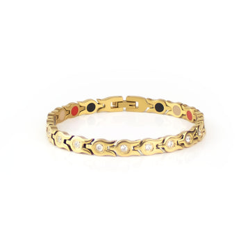 Star Glass - Negative Ion Bracelet, Gold Plated Stainless Steel with Swarovski